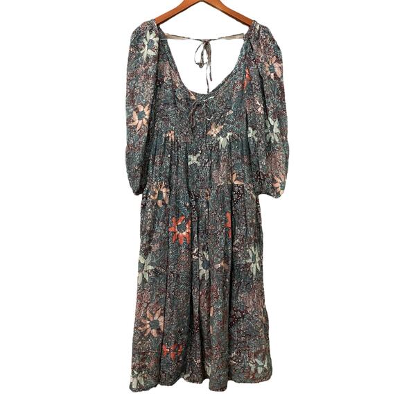 Ulla Johnson Kemala Midi Dress US 4 Malachite Floral Print Milkmaid Celebrity - Picture 6 of 16